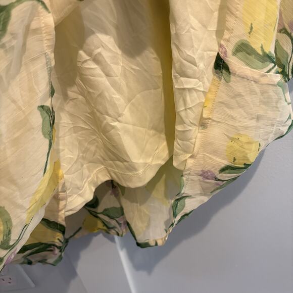 NWT Lemon Print Midi Dress Women 18 Yellow Vero Moda Curve Sheer Flutter Sleeve - Picture 9 of 16